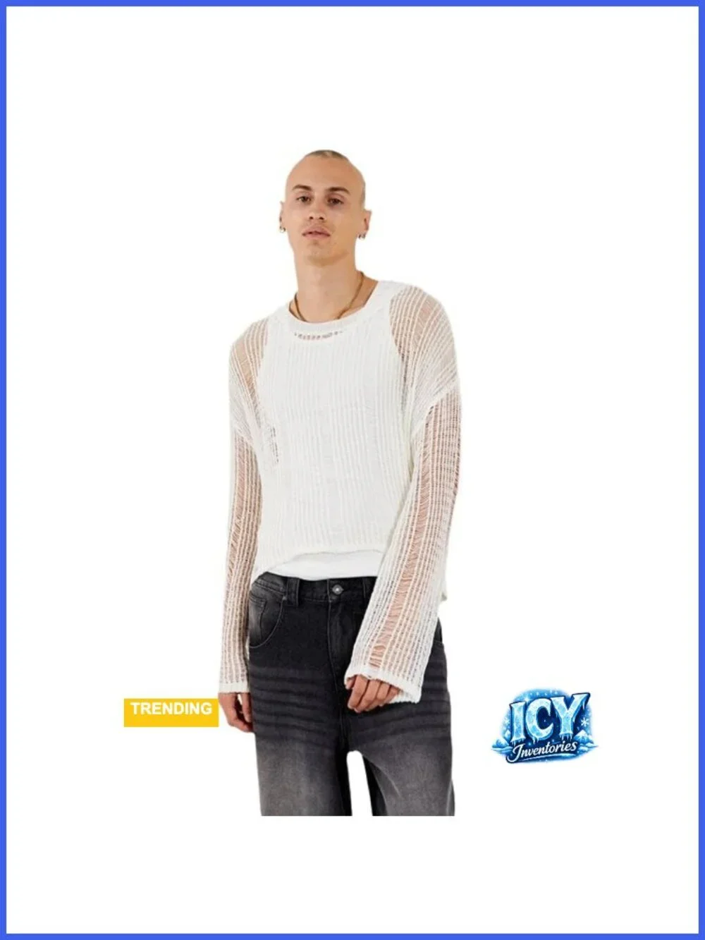 Men's Hollow Out Mesh Long Sleeve T-Shirt Base Layer Knit Top